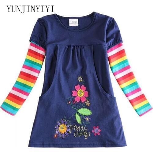 Girls cotton long coat autumn childrens sweatshirt childrens girls clothing long-sleeved pullover flower pattern