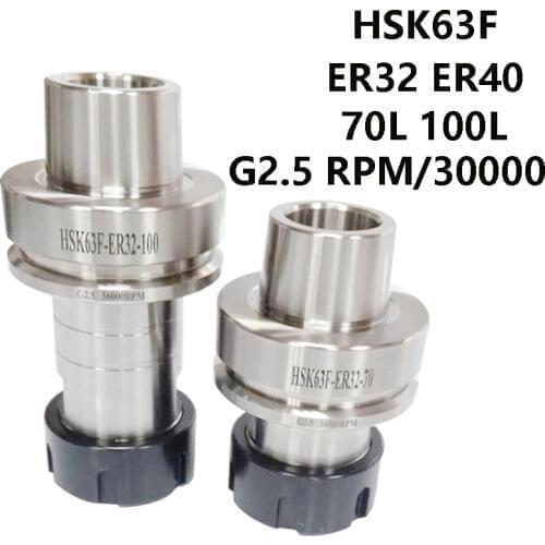 HSK 63F ER16 ER20 ER25 ER32 ER40 70L 100L G2.5 CNC tool holder of high-speed woodworking machine with accuracy of 0.002mm