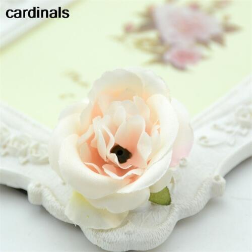 50pcs 5cm Champagne Artificial Silk Roses Flower Heads For Home Wedding Party Decoration Scrapbooking DIY Wreath Fake Flowers