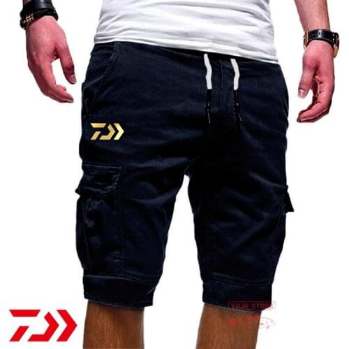 New Daiwa Summer Fishing Shorts for Men Multi-pocket Breathable Fishing Shorts Elastic Waist Outdoor Camping Sport Fishing Pants