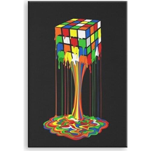 Rainbow melted rubiks cube Abstract canvas prints Artwork Wall Art Picture Print Canvas Painting For Home Living Room Décor