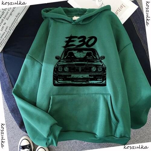 New Autumn Winter E30 Car Hoodies Fashion Mens Stylish Cars Design Hooded Sweatshirts Hoody Men Green Hip Hop Harajuku Hoodie