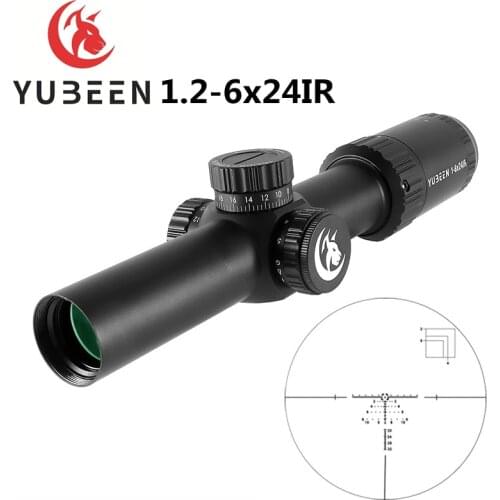 Yubeen Hd 1-6x24 Scope Cqb Rifle Scope 1/2MOA Torentje W/Zero Lock Systeem 6 Niveau Rode Afstandsmeting bdc Reticle W/Wind Houde