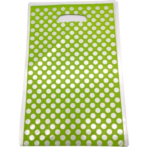 100pcs/lot Kids Boys Favors Decorations Green Polka Dots Loot Bag Happy Baby Shower Candy Gifts Bags Birthday Party Supplies