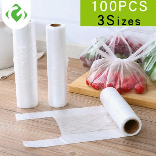 100 Pcs/roll Vest Type Food Fresh Keeping Storage Bag Vacuum Sealer Food Saver Bag Plastic Bags Kitchen Storage Organization