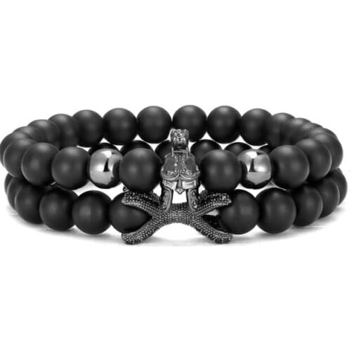 2pcs/lot 8mm warrior helmet ball gold silver copper cz zircon cubic zirconia beads bohemian Bracelet elastic Stone Bangles dt34v