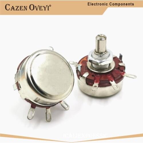 2pcs WTH118 2W 1A Potentiometer 1K 2.2K 4.7K 10K 22K 47K 100K 470K 1M WTH118-2W Round Shaft Carbon Rotary Taper Potentiometer