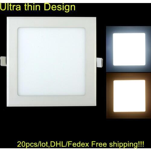 20pcs LED Ceiling Light 3W/4W/6W/9W/12W/15W/25W Square LED Panel Light with driver Warm/Natural/Cold White DHL Free Shipping