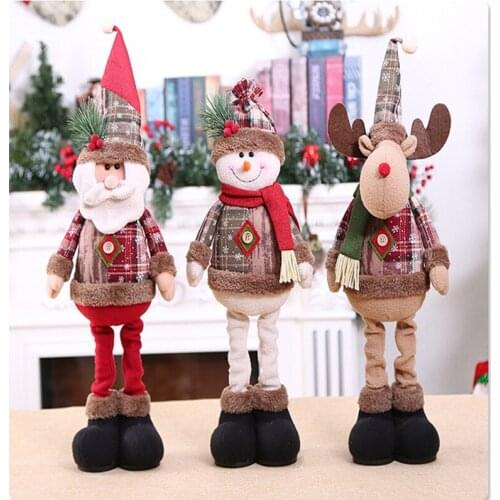 2021 Christmas Snowflake Plaid Doll christmas Ornament Doll Santa Elk home Window navidad Decoration Christmas Decoration Doll