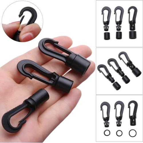 5 PCs Plastic POM Snap Hook Clip Bungee Shock Tie Cord Ends Rope Buckles Safe Lock Kayak Boat Fishing Canoe Clothesline Hooks
