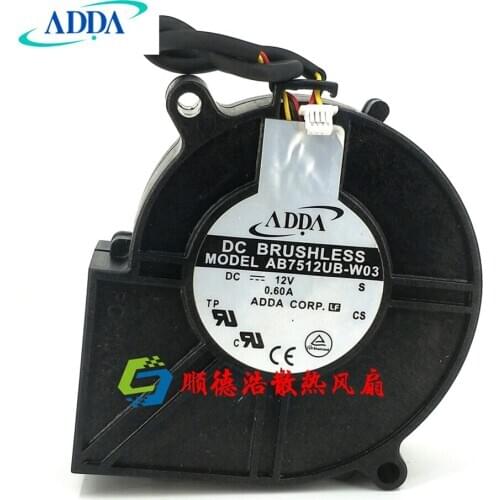AB7512UB-W01 For Adda 7530 Dc 12v 0.60a Max Airflow Rate Turbo Blower cooling Fan