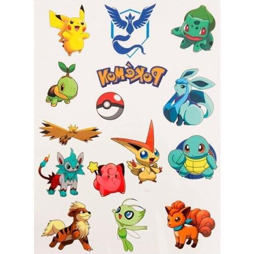 Anime figure Random 1Set Pokemon Tattoo Children Stickers Diy Party Cosplay Pikachu Action Figure Cartoon Kids Girls Gifts