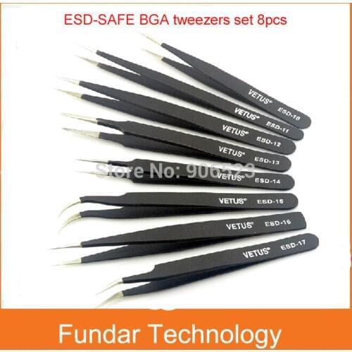 Free shipping 8PCS/LOT HOME STEEL ESD SAFE ANTI-STATIC BGA TWEEZERS ESD-10 ESD-11 ESD-12 ESD-13 ESD-14 ESD-15 ESD-16 ESD-17