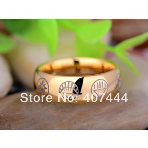 Free Shipping YGK JEWELRY Hot Sales 8mm GP Dome Green Lantern Darkest Night Mens Tungsten Carbide Wedding Ring