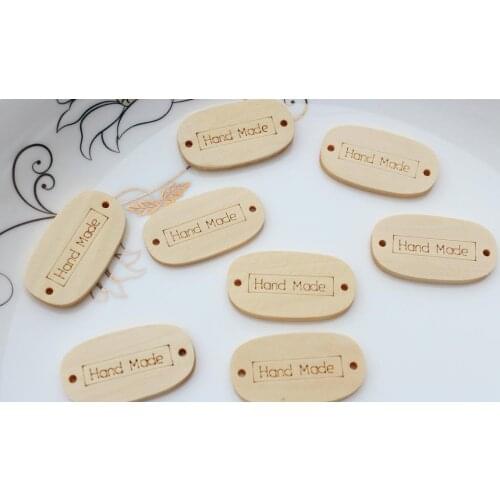 250pcs big natural laser out cabochon pendants connector pack 35mm oval Wood, Wooden Buttons 2 holes for DIY