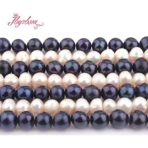 5-5.5mm Freeform White Black Freshwater Pearl Natural Stone Beads For DIY Necklace Bracelats Jewelry Making 14.5" Free Shipping
