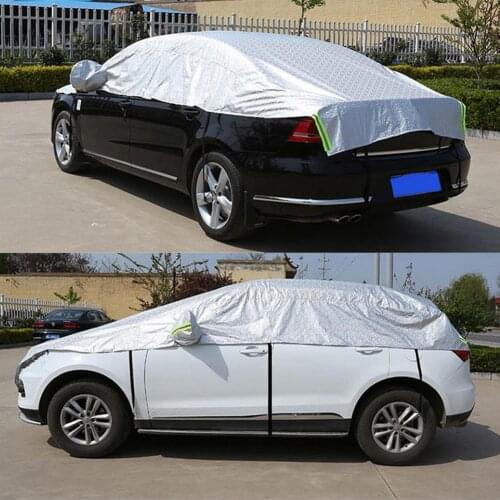 Half Car Cover Sun UV Snow Dust Rain Resistant Durable Covers 3.2Mx1.75M For sedanand off-road vehicles anti-closing warning