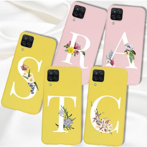 Letter Case For Samsung Galaxy A72 A52 A12 Case Silicone Matte TPU Phone Cover For Samsung A12 A 12 52 75 A12 Coque Alphabet