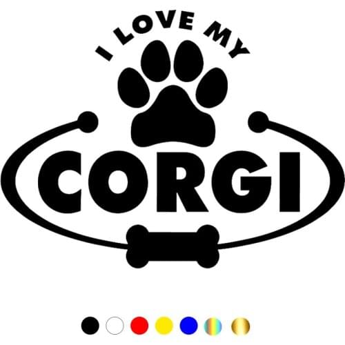 CS-10654# Vinyl Decal Corgi Dog Love My Paw Bone Car Sticker Waterproof Auto Decors on Truck Bumper Rear Window
