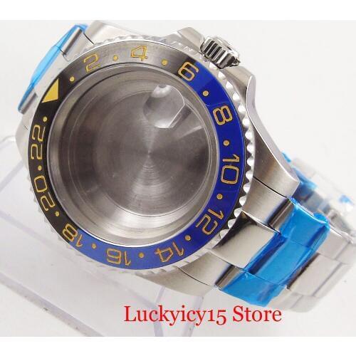 Watch Parts SS 40mm Watch Case with Sapphire Glass Watch Bezel + Watch Band Fit MIYOTA ETA 2836 Auto Movement