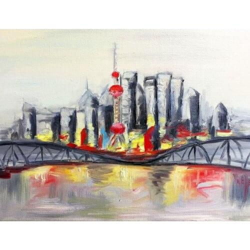 Gatyztory 60x75cm Frame DIY Painting By Numbers City Landscape Handpainted Oil Painting Modern Home Art Canvas Painting