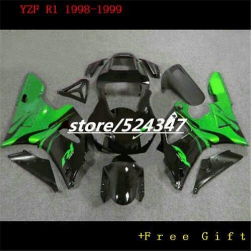 Plastic fairings set for 1998 1999 YZF-R1 black green body kits YZF R1 98 99 fairing kit Motorcycle Accessories & Parts