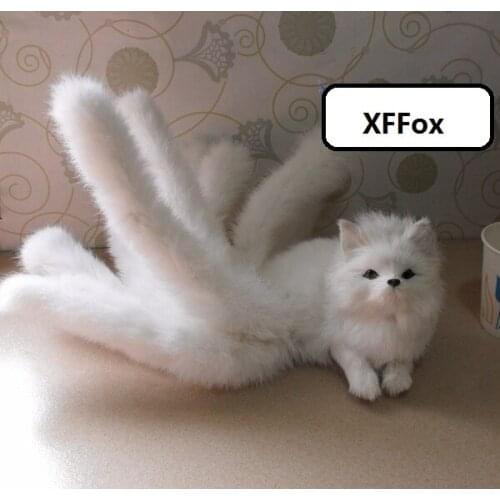 Cute real life lying white fox model plastic&furs simulation nine-tail fox doll gift about 32x15cm xf2381