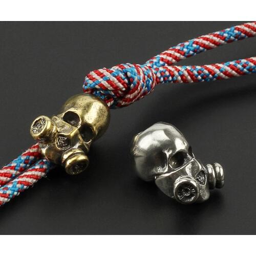 DIY Brass Skull Knife Beads White Copper Paracord Bead Outdoor EDC Tool Accessories