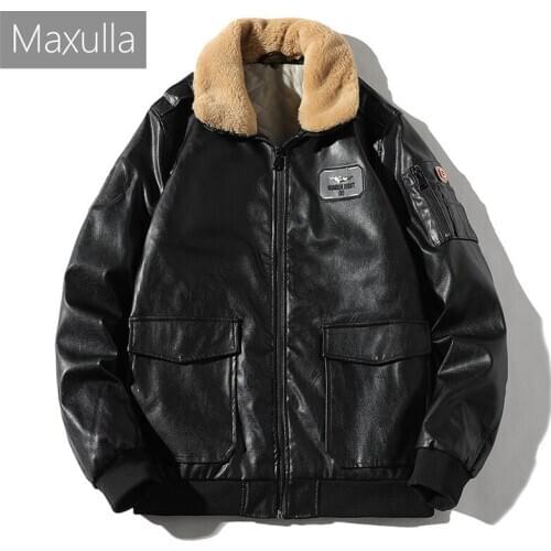 Maxulla Mens Leather Warm Jackets PU Jacket Male Warm Fleece Outwear Windbreaker Motorcycle Leather Coats Brand Clothing Mla079