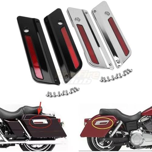 Motorcycle Black Chrome ABS Saddlebag Latch Side Covers For Harley Touring Road King Street Electra Glide FLHT FLHX FLHTCU 94-13
