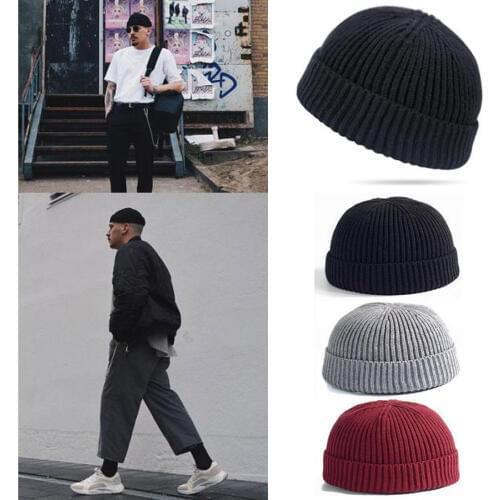 Men Women Knitted Hat Beanie Skullcap Sailor Cap Cuff Brimless Retro Navy Style Unisex HipHop Elastic Warm Winter Ski Beanie Hat