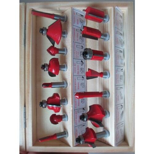 Fixmee 15PCS 1/4" Shank Wood Carving Engraving Tool Kit Professional Woodworking Tungsten Carbide Router Bit Set Milling Cutter