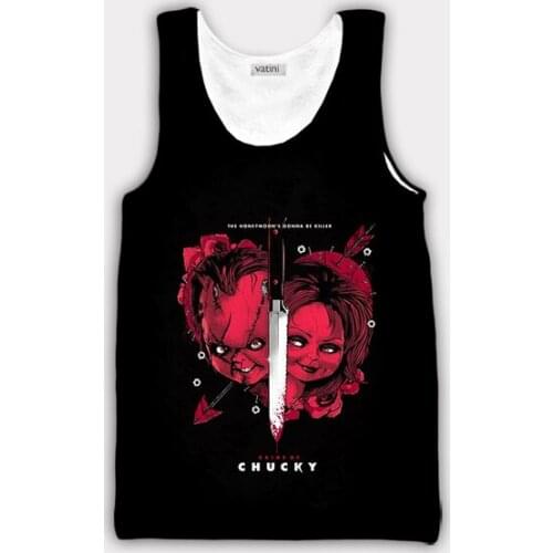 New 3D Printing Bride of Chucky Fashion Men Women Tracksuits Crewneck Hip Hop Vest Size S-5XL Mesh Top
