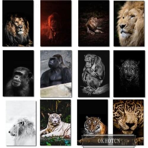 Lion Tiger Gorilla Posters and Prints Animals Photography Canvas Painting Wall Art Picture Scandinavian Aesthetic Home Decor