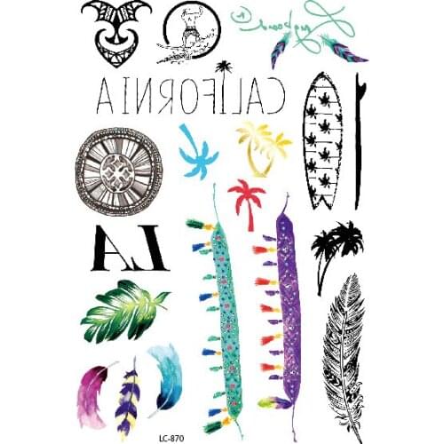 Rocooart LC Multi Colors Taty For Women Men Waterproof Temporary Tattoo Sticker Triangle Arrow Bird Leaf Fake Tattoo Tatuagem