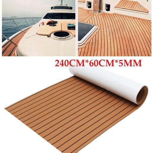 600x2400x5mm Self-Adhesive Brown Black Teak Decking EVA Foam Marine Flooring Faux Boat Decking Sheet