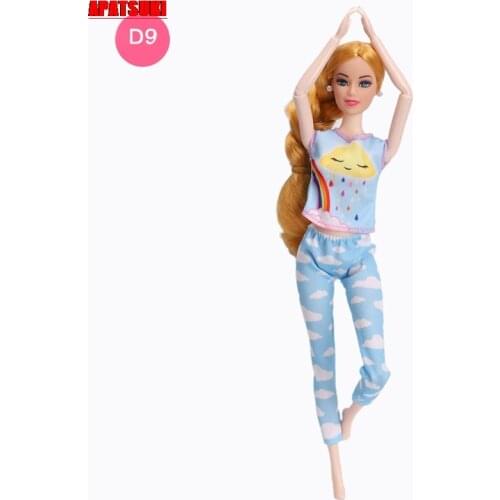 Light Blue Cloud Rain Shirt Tops & Pants Trousers For Barbie Doll Clothes Set Outfits 1/6 Dolls Accessories Children DIY Toys