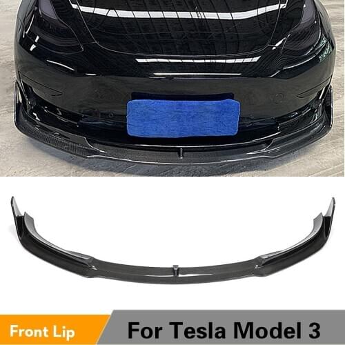 Carbon Fiber Front Chin Lip Protector for Tesla Model 3 2017 2018 2019 Front Bumper Lip Spoiler