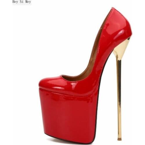 New pointed single shoes ladies shoes sexy womens shoes high-quality 22CM high-heeled transgender large size high-heeled shoes