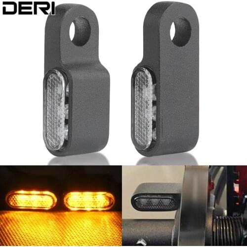 1Pair 12V mini Motorcycle Indicators LED Turn Signal Light Handlebar Amber signal lamp Blinker Aluminum Alloy intermitentes moto
