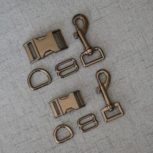 100 Sets 15mm/20mm/25mm Gun Black Metal Straps Slider D Ring Release Belt Buckle Spring Hook Clasp For Pet Leash Harness Sewing