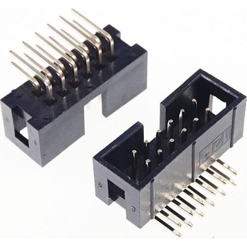 1000 Pcs Shrouded Box header IDC Socket 2.54mm 2x6 Pin 12 P Right Angle Male square pin 0.64mm 2 rows 2.54 Through hole DIP