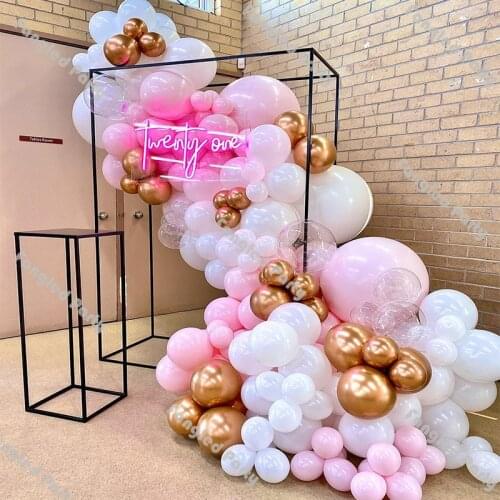 138pcs Matte White Pink Transparent Balloon Garland Arch Kit Chrome Copper Baby Shower Gender Reveal Birthday Party Decorations