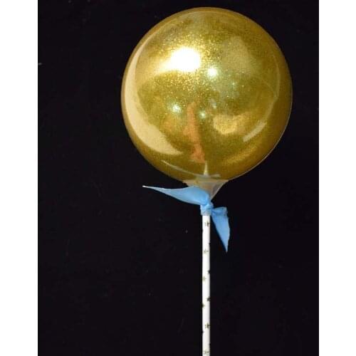 3sets/lot 5inch Clear bobo Balloon With Golden Shine Sequins Cake Topper for Party Wedding Decoration Dessert lovely Gifts