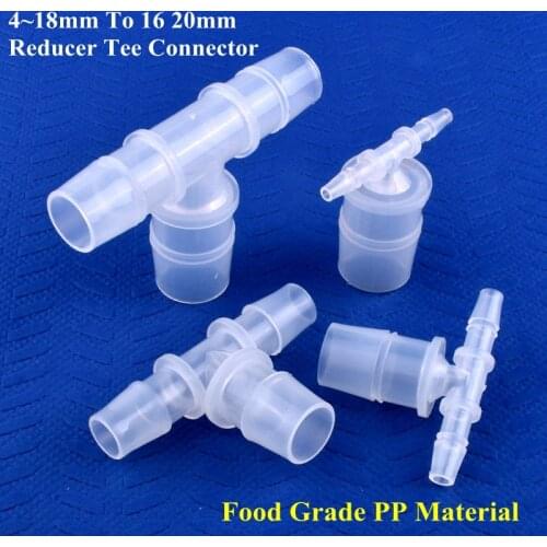 5~200pcs 4~18mm To 16 20mm Food Grade PP Reducer Tee Connectors Garden Irrigation Reducing Tee Aquarium Tank Pagoda Hose Joint
