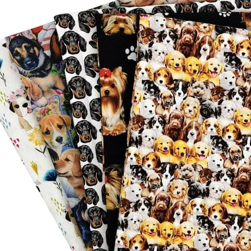 50*145cm Dog Puppy 100% Pure Cotton Polyester Cotton Material Patchwork Sewing Quilting Fabrics Needlework DIY Cloth Sewing