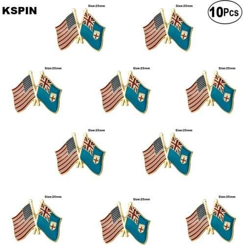 U.S.A.& Fiji Lapel Pin Flag badge Brooch Pins Badges 10Pcs a Lot