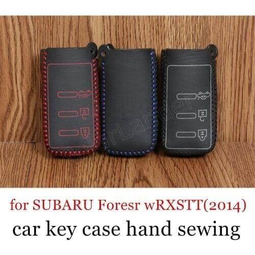 Only Red Only Red best price Case car key case Hand sewing car key cover DIY Genuine leather fit for SUBARU Foresr wRXSTT(2014)