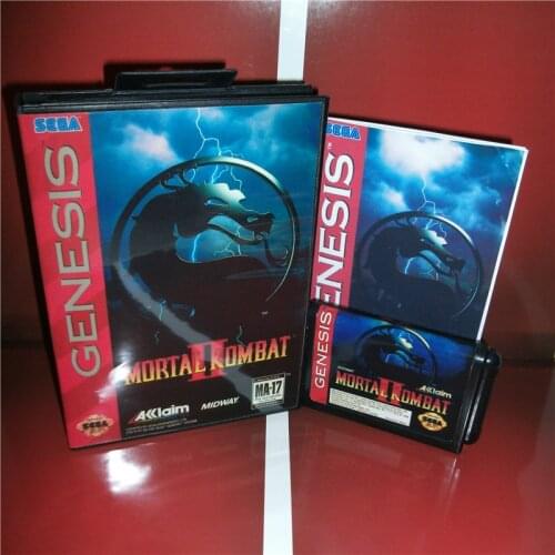Mortal Kombat 2 US Cover with Box and Manual For Sega Megadrive Genesis Video Game Console 16 bit MD card