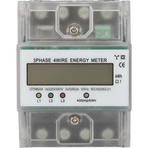 AC 220/380V 5-80A Energy Consumption Digital Electric Power Meter 3 Phase 4P KWh Meter With LCD Digital Wattmeter